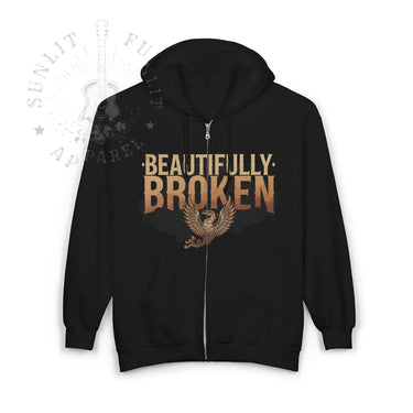 Jelly Beautifully Broken Zip Up Hoodie - Sunlit Funlit Country Music Tees